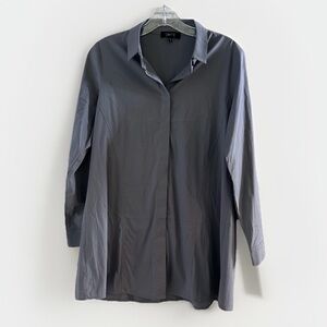 Comfy USA Button Down Long Sleeve Top Blouse Gray Covered Placket Basic Casual S